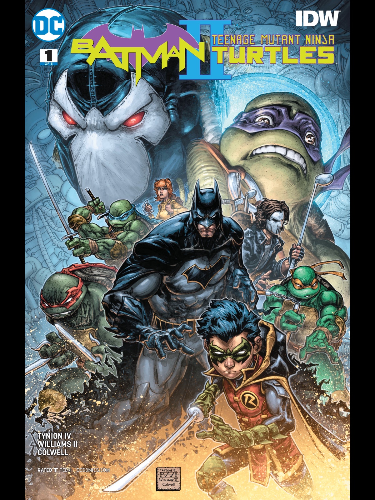 Freddie E. Williams II: Cover to Batman/TMNT II #1