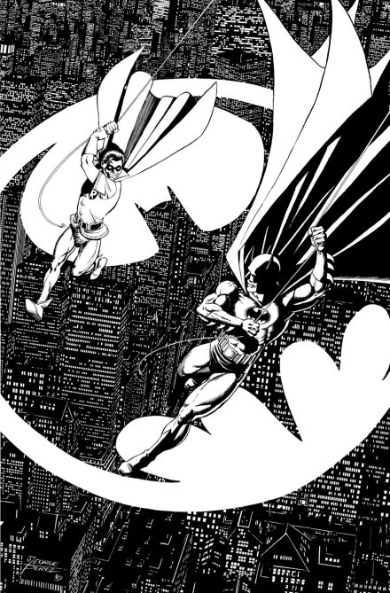 George Perez: Batman and Robin Swing Through Gotham
