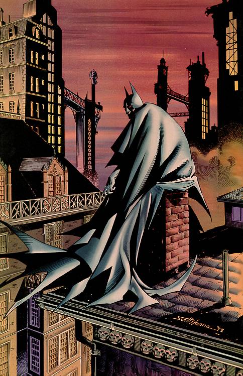 Scott Hanna: Batman Perches on a Gotham Rooftop Showing off His Cape