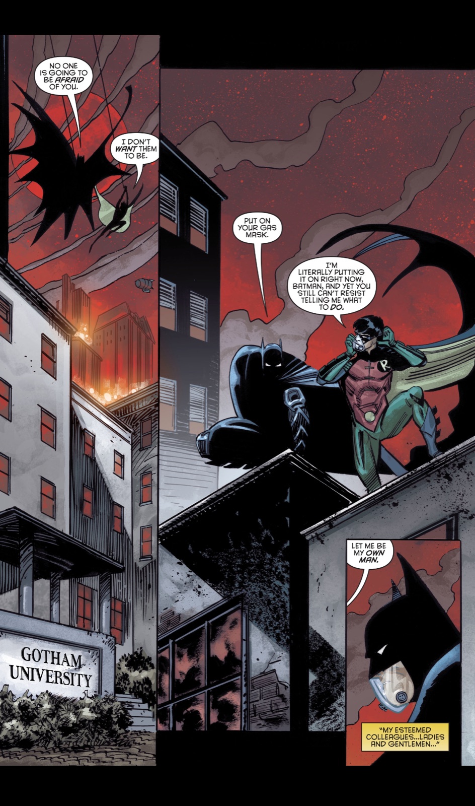 Travis G. Moore: Batman and Robin Suit Up on a Gotham Rooftop